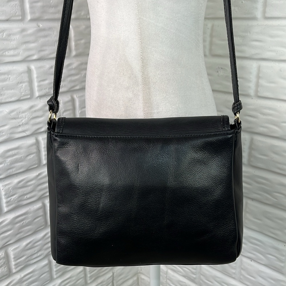 TANO BLACK LEATHER HANDBAG SHOULDER BAG MADE IN HONG KONG - Picture 7 of 15